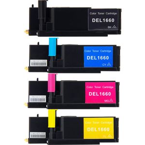 Cartuchos de tóner compatibles Dell C1660W – paquete de 4
