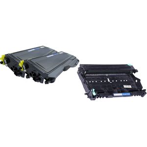 Kit de tóner y tambor compatible Brother TN2120 & DR2100 – paquete de 3