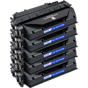 Cartuchos de tóner compatibles HP 80X – negro, alta capacidad, paquete de 5 (CF280X)