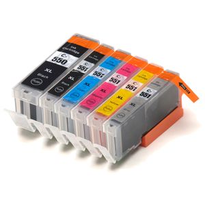 Cartuchos de tinta compatibles Canon PGI-550XL & CLI-551XL – alta capacidad, paquete de 6