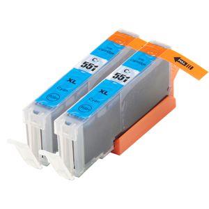 Cartuchos de tinta compatibles Canon CLI-551XL – cian, alta capacidad, paquete de 2