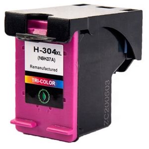 Cartucho de tinta remanufacturado HP 304XL – tricolor, alta capacidad (N9K07AE)