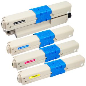 Cartuchos de tóner compatibles Oki C301, C321 – paquete de 4