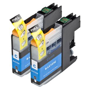 Cartuchos de tinta compatibles Brother LC123 / LC121 – cian, alta capacidad, paquete de 2