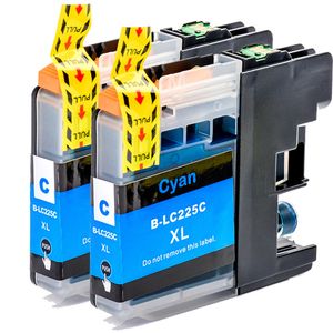 Cartuchos de tinta compatibles Brother LC225C – cian, capacidad superalta, paquete de 2