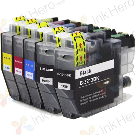 Pack de 5 Brother LC3213 cartuchos de tinta compatibles alta capacidad (Ink Hero)